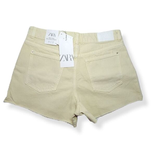 Zara Yellow cut off Shorts Size 4 - Picture 2 of 3